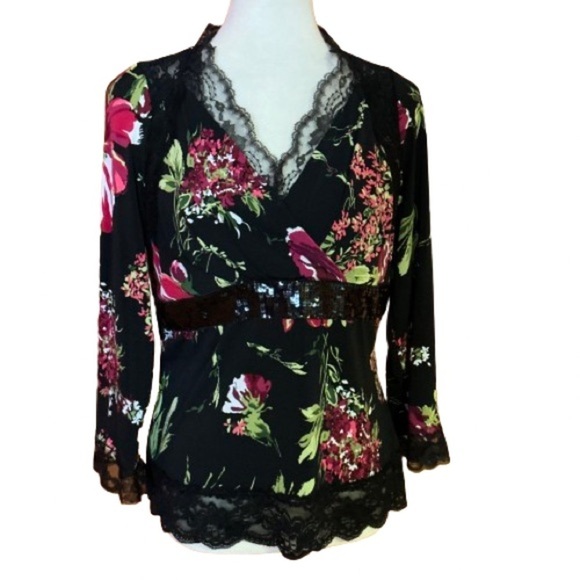 Vintage Y2K gothic floral & lace top - Picture 1 of 9